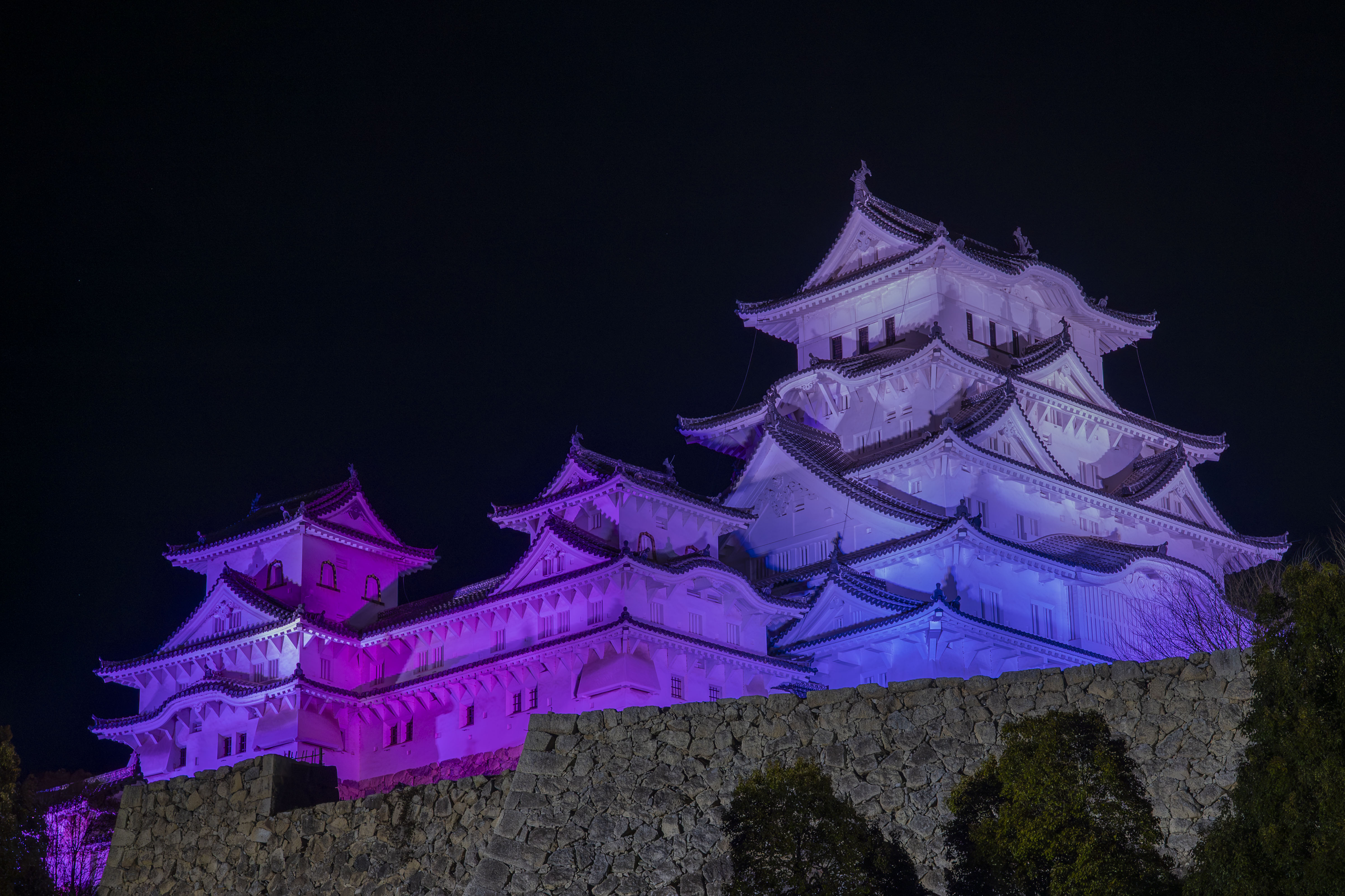 姫路城 — 第二十六景 三国堀 妖艶なる極彩色（姫路城 三国堀前から、春の夜）