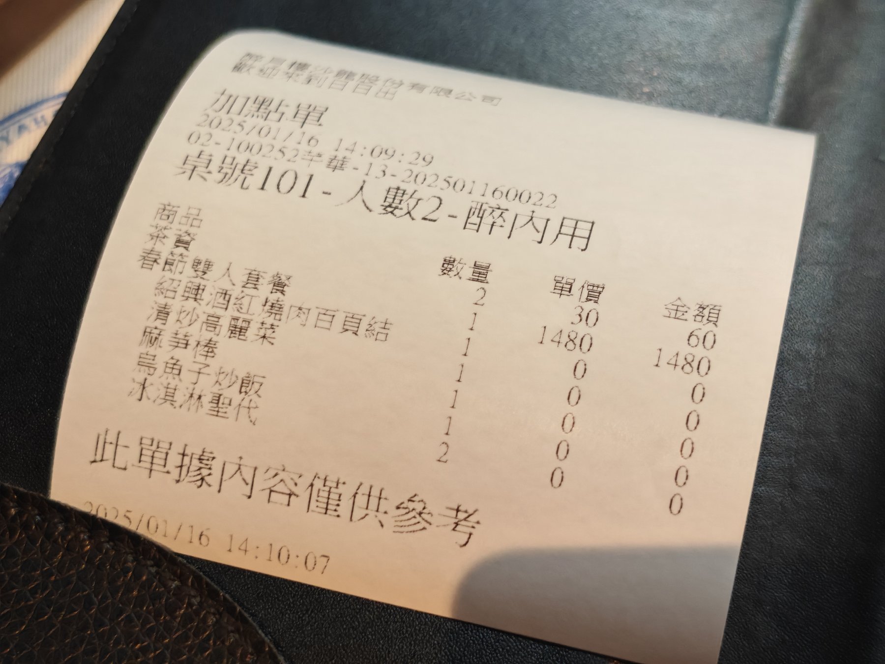 ふたりで1540ニュー台湾ドルは 約7200円